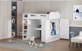 Full Size Loft Bed With Desk, Wardrobes, 4 Drawers And 4 Shelves White Full White Solid Wood