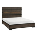 Two Tone Brown Black Finish Led Headboard Queen Bed 1Pc Modern Industrial Design Bedroom Furniture Box Spring Required Queen Black,Brown Gray Wood Bedroom Bed Frame Wood