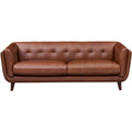 Solana Waxy Pull Up Leather Sofa Dark Brown Down Filling Genuine Leather 3 Seat