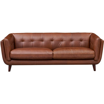 Solana Waxy Pull Up Leather Sofa Dark Brown Down Filling Genuine Leather 3 Seat