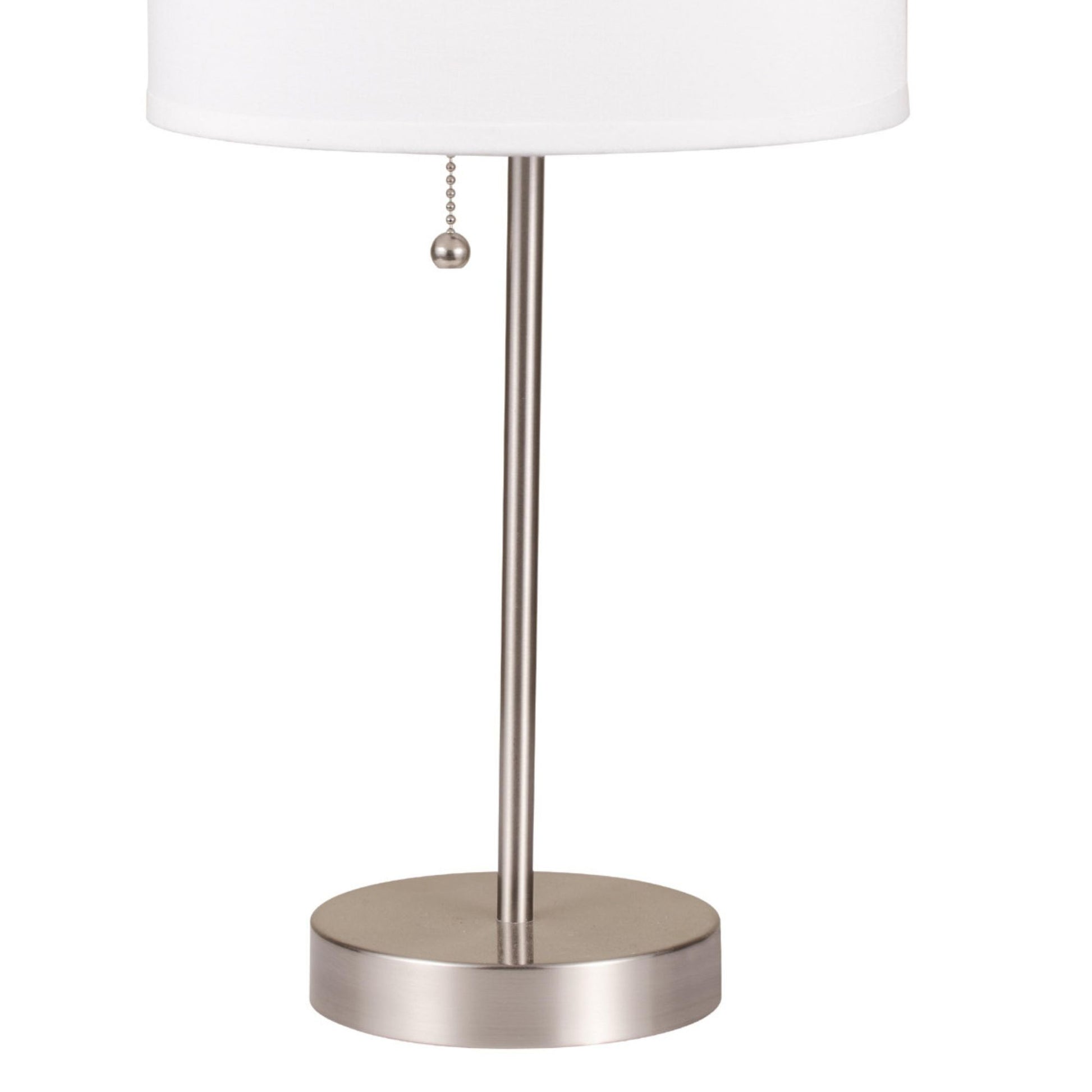 19" Tall Metal Table Lamp With Silver Finish, White Shade Multicolor Metal