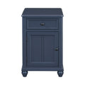 End Table With Solid Wood Legs, Side Table With Usb Ports, 1 Storage Cabinet And 1 Drawer For Living Room, Antique Navy Antique Navy Solid Wood Mdf