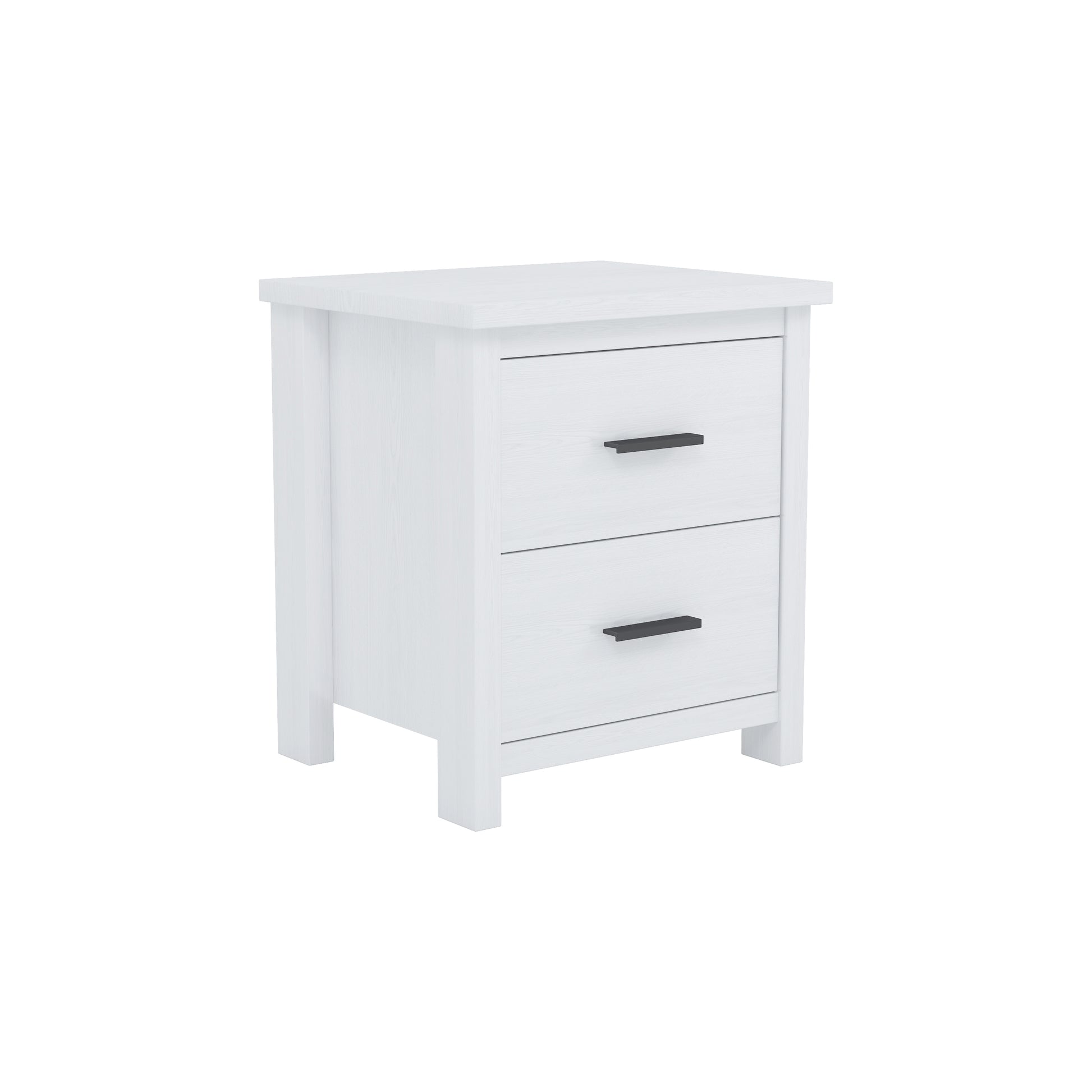 Vintage Two Drawer Wooden Nightstand, Simple And Generous, Large Storage Space,White White Particle Board Mdf