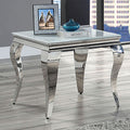 Glam Contemporary 1Pc End Table White Glass Top Silver Color Table Living Room Stainless Steel Cabriole Style Legs Silver,White Primary Living Space Classic,Modern,Transitional Coffee & End Tables Square Glass,Stainless Steel