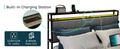 Queen Bed Frame With Storage, Ergonomic Headboard, Bed Frame With 2 Storage Drawers, Built In Charging Station & Led, Outlets & Usb, Queen Size, Noise Free, No Box Spring Needed, Rustic Brown Box Spring Not Required Queen Rustic Brown Metal Brown Bedroom