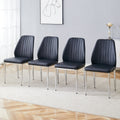 Set Of Four Black Pu Comfort Dining Chairs 17.7