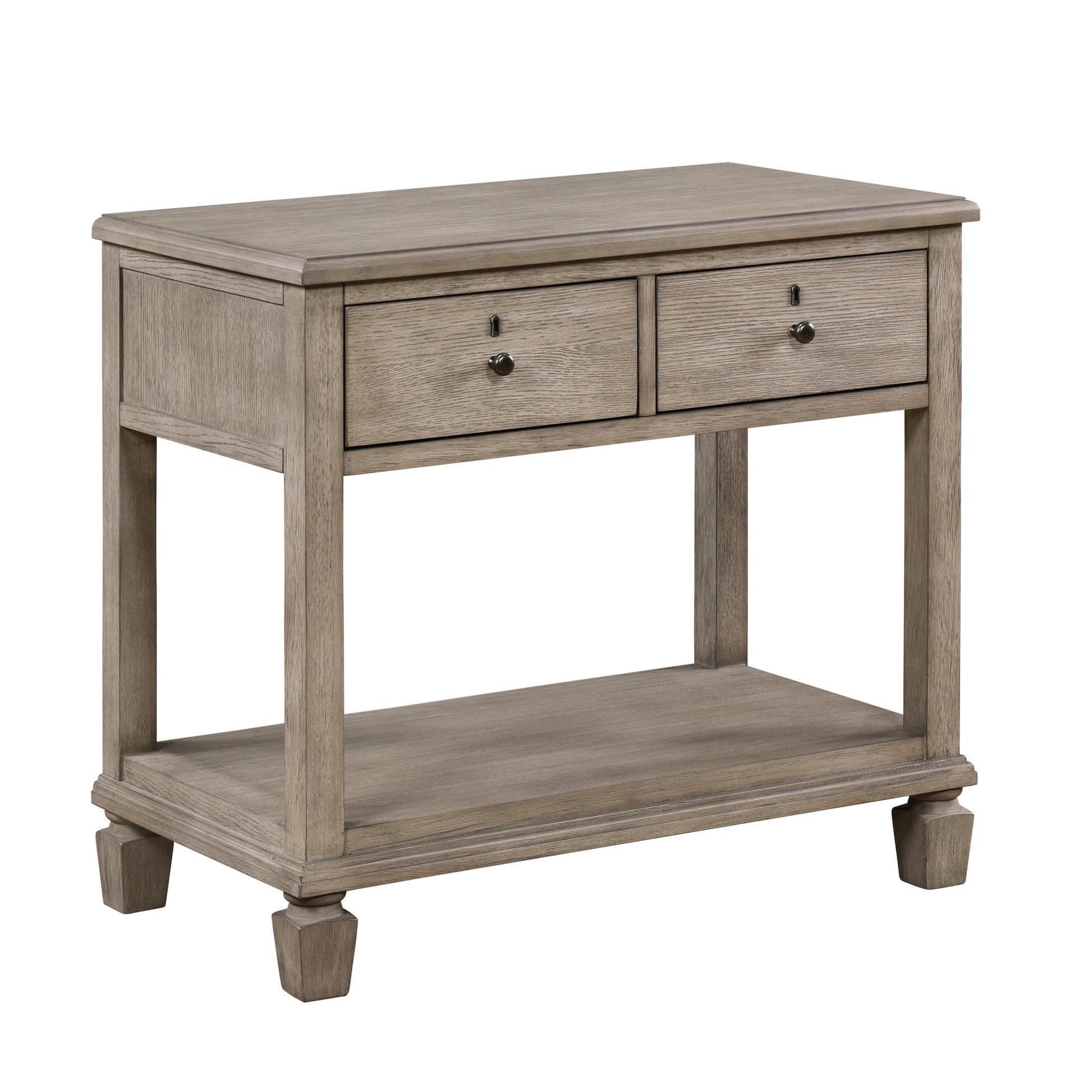 Gray Oak Finish Classic Transitional Bedroom Furniture 1Pc Nightstand Of 2 Drawers Open Bottom Shelf Wooden Furniture Bedside Table Oak 2 Drawers Bedside Cabinet Bedroom Wood