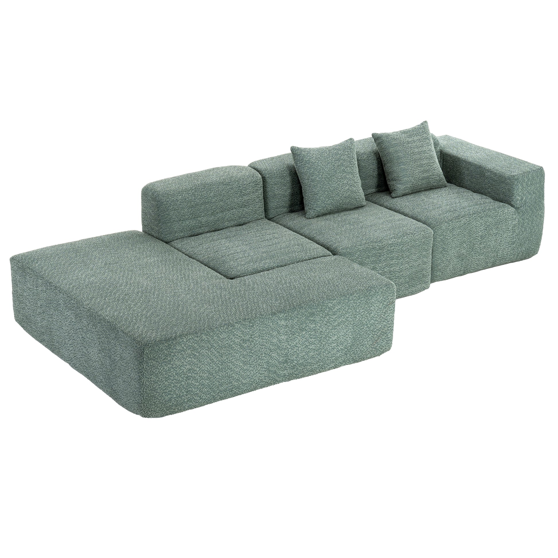 116.5" Sectional Sofa Full Compressed Sofa Couch Free Combined Sofa For Living Room, Green Green Foam Polyester 4 Seat