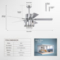 Crystal Ceiling Fan Reversible Blades 3 Wind Speeds Remote Control For Bedroom Living Dining Room Chrome Chrome American Design,American Traditional,Retro,Traditional,Vintage Crystal Iron