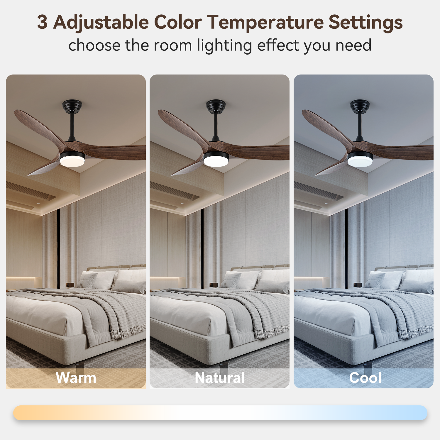 52 Inch Ceiling Fan With Light And Remote Control Timed Lighting, Reversible Airflow And Quiet Operation For Living Room & Bedroom & Outdoor Wood Modern Abs