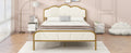 Full Size Metal Platform Bed With Upholstered Headboard And Footboard Box Spring Not Required Full Gold White Metal Bedroom Bed Frame Metal