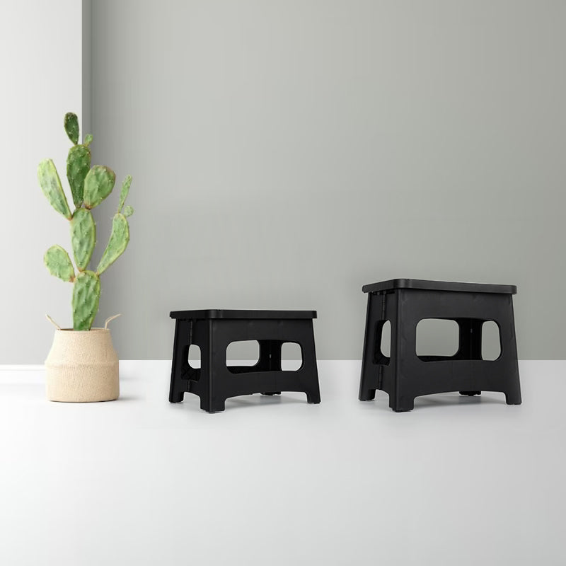 11In Folding Step Stool, Compact, Portable, Non Slip, 300 Lbs. Weight Capacity For Adults And Children. Secure Non Slip Top And Rubber Feet, Great For Home And Camping, Black Color Black