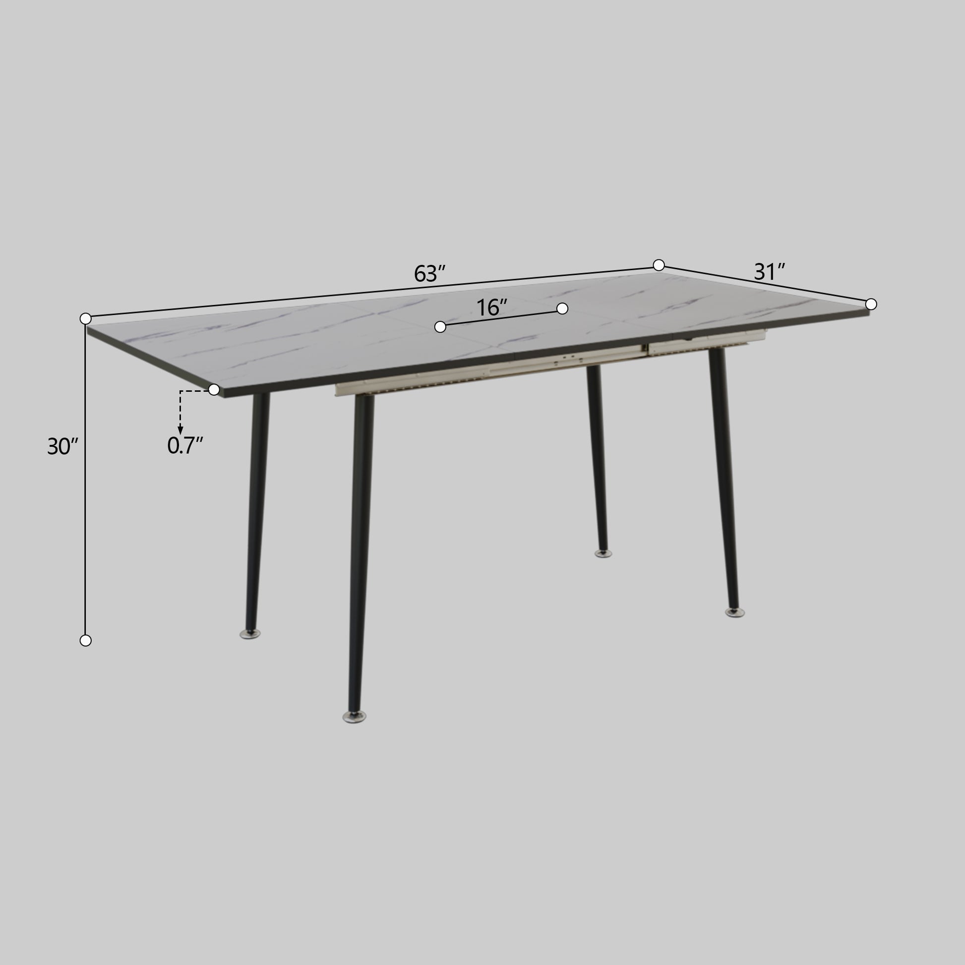 Scalable Mdf Modern Dining Table And Chair Set, Suitable For 2 6 People, White Dining Table And Modern Brown Round Dining Chair 4 Piece Set, Medieval Dining Table Set, Metal Base And Suede Chair Brown White Mdf