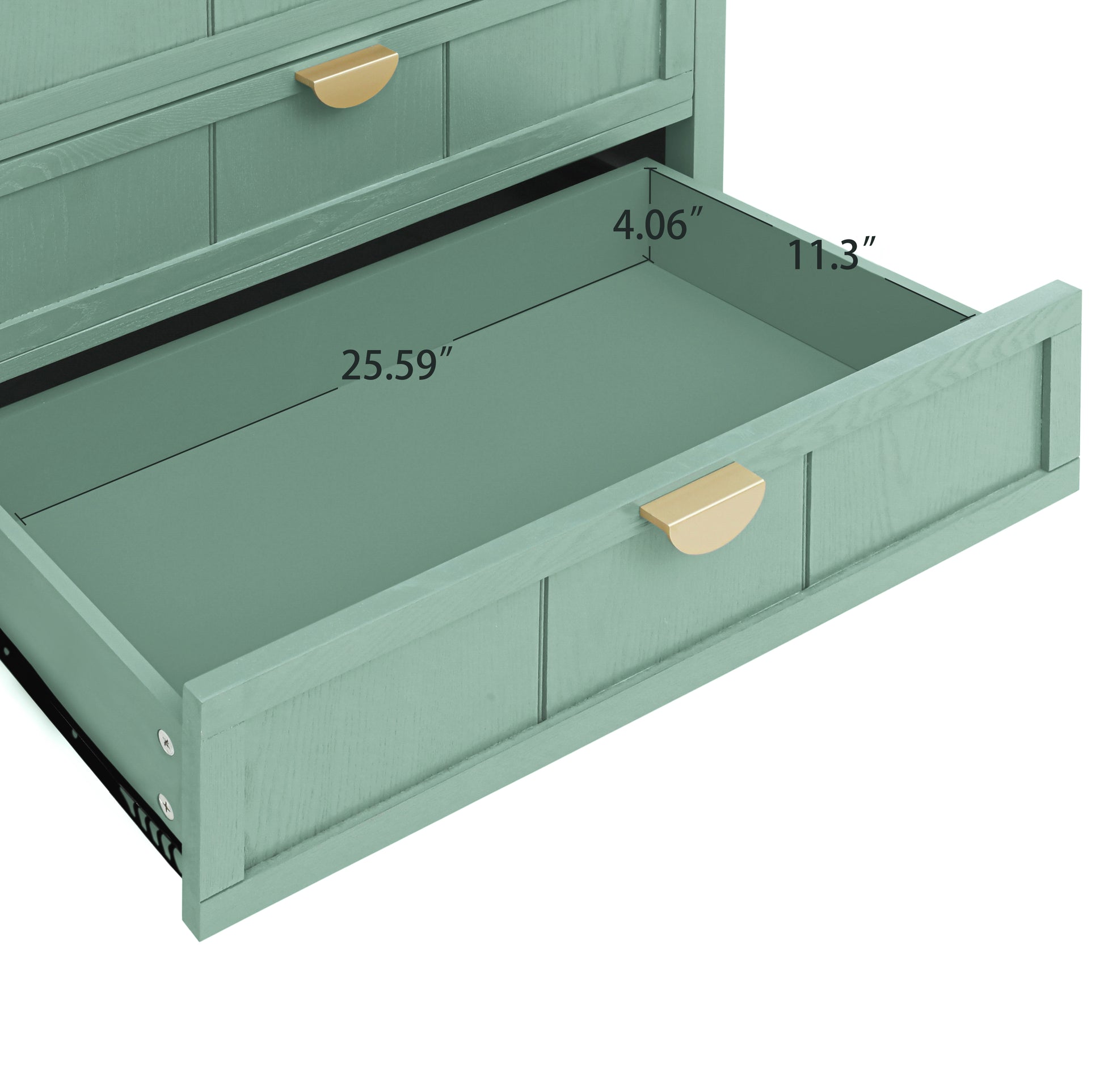 3 Drawer Cabinet, American Furniture,Suitable For Bedroom, Living Room, Study Light Green Mdf