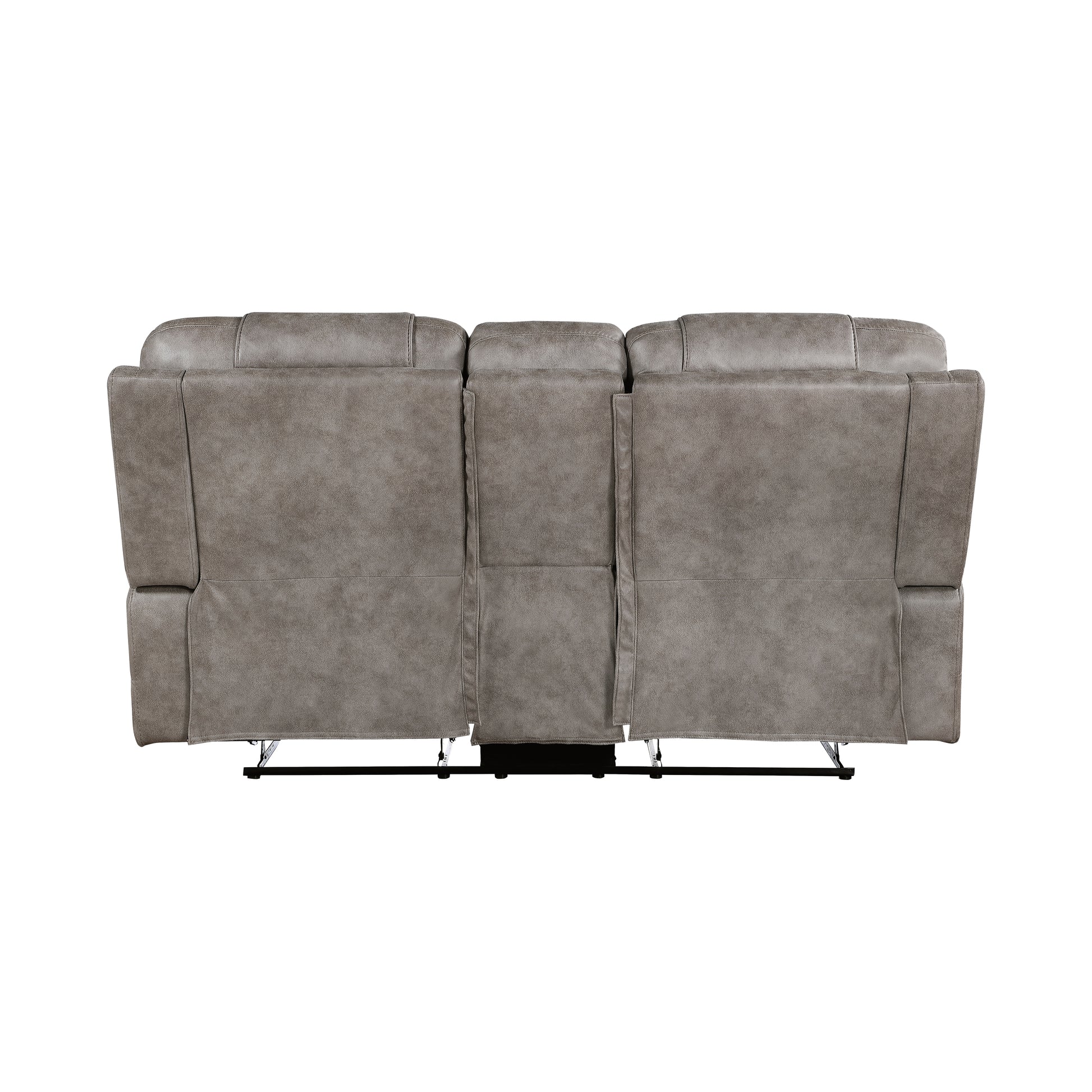 Modern Living Room 1Pc Double Reclining Loveseat With Center Console, Polished Microfiber Upholstery, Plush Seating, Grayish Brown Solid Wood Frame Furniture Brown Gray Microfiber Wood Primary Living Space Modern Plywood,Solid Wood