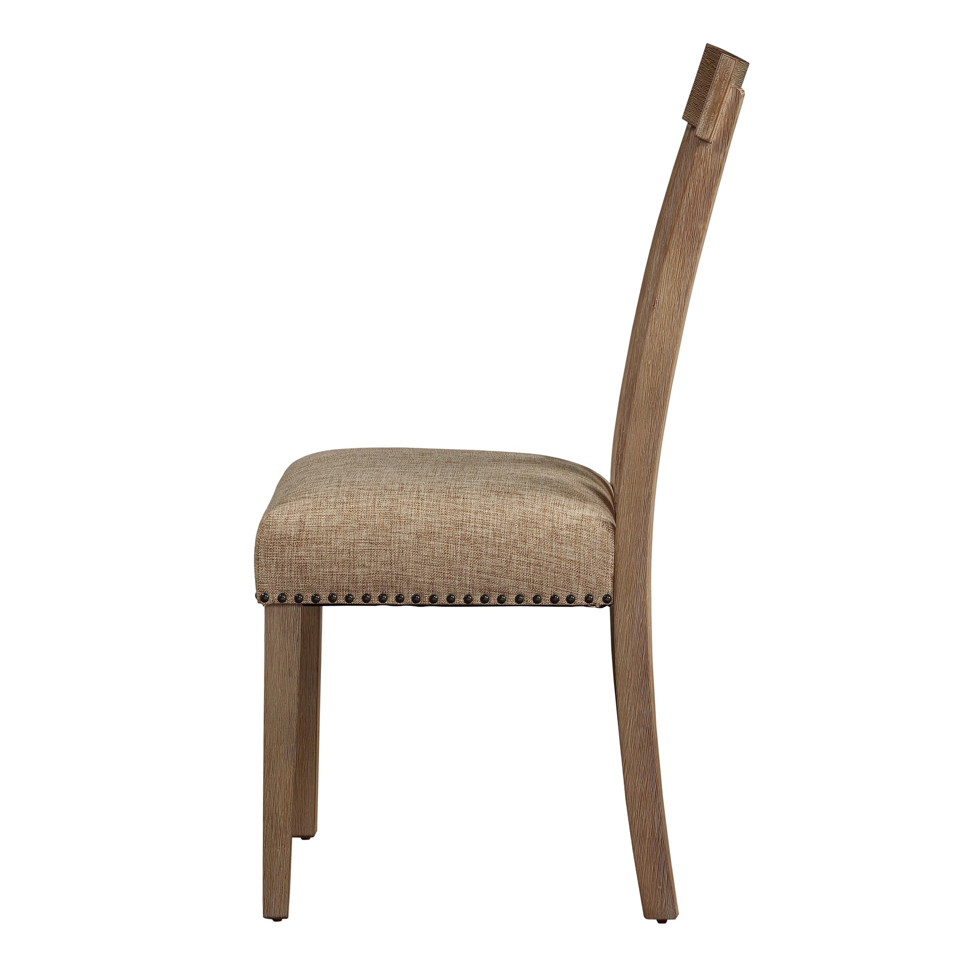 Beige And Maple Open Back Side Chairs Set Of 2 Beige Light Brown Primary Living Space Farmhouse Rubberwood Wood Fabric
