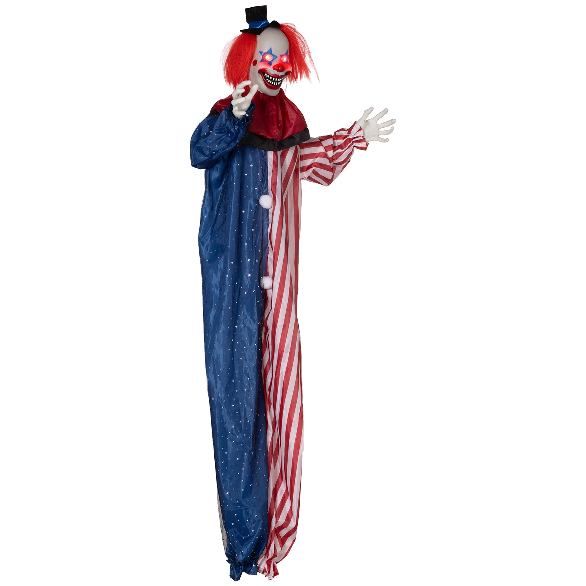 Homcom 6' Life Size Halloween Hanging Clown Decoration, Scary Animatronic Talking Clown With Light Up Eyes And Creepy Sound For Indoor Or Covered Outdoor Porch, Battery Operated Halloween Prop Multicolor Polyester