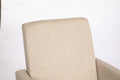 Mid Century Modern Accent Chair With Wood Frame, Upholstered Living Room Chairs With Waist Cushion, Reading Armchair For Bedroom Sunroom Grey White Linen