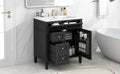 30'' Bathroom Vanity With Top Sink, Modern Bathroom Storage Cabinet With 2 Drawers And A Tip Out Drawer, Single Sink Bathroom Vanity Black Bathroom Solid Wood Mdf