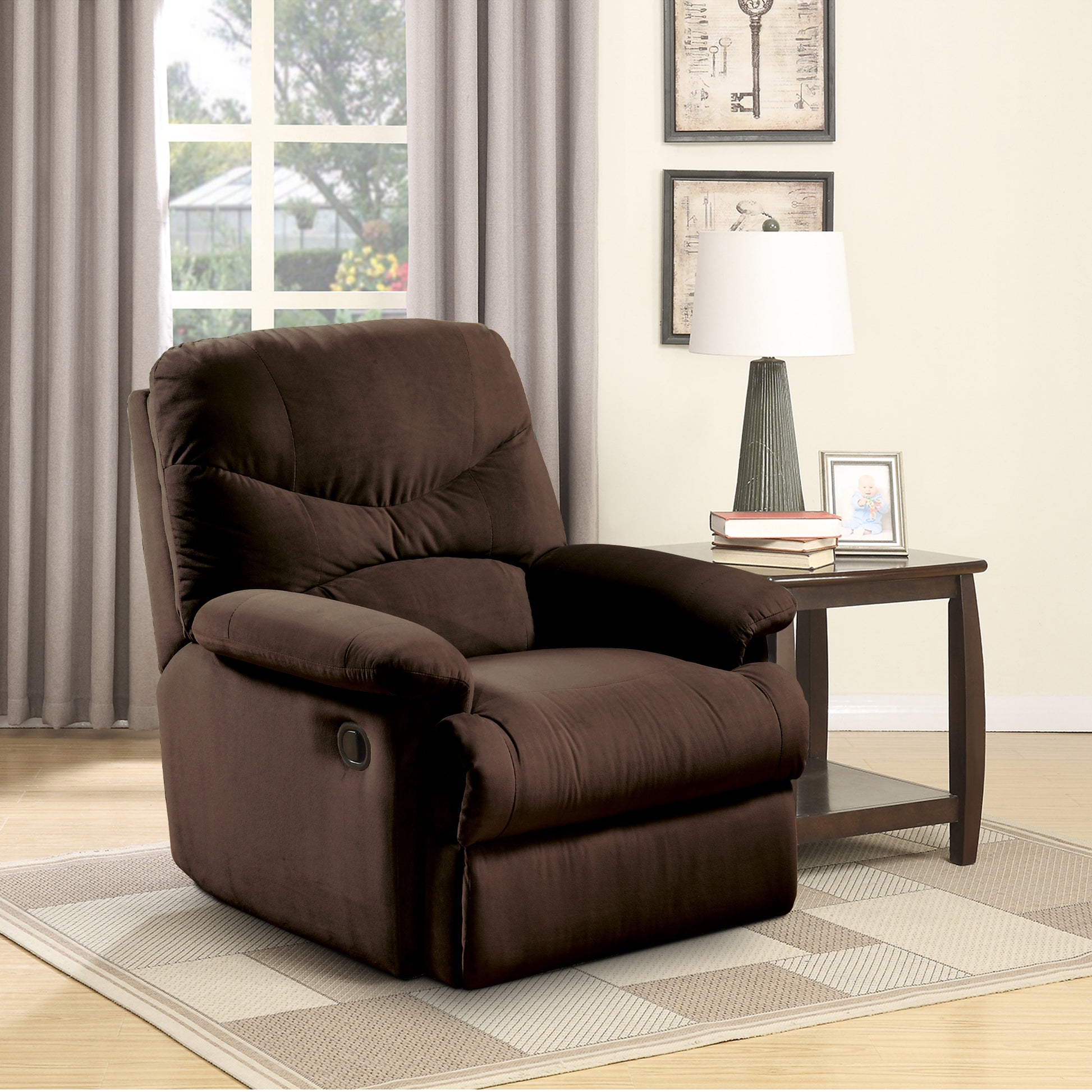 Arcadia Microfiber Glider Recliner, Chocolate Brown Brown Microfiber