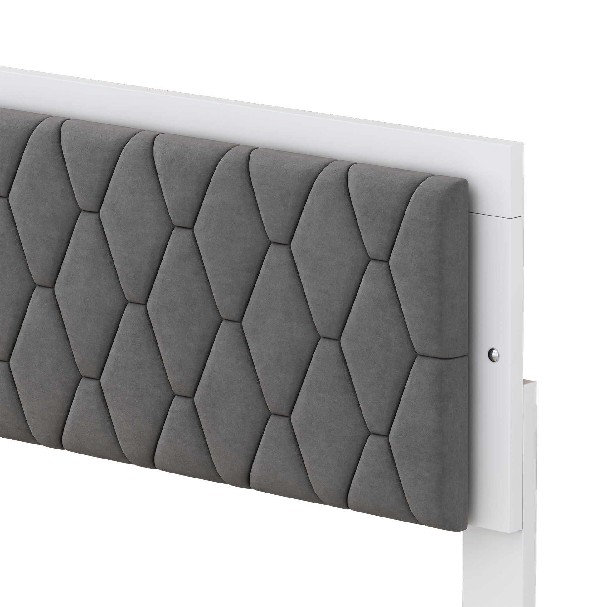 Queen Size Upholstered Bed With Led Light,Modern Platform Bed With With Velvet Headboard,White Queen White Mdf