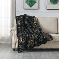 Luxury Chinchilla Faux Fur Gilded Black Throw Blanket 50