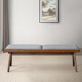 Keira Bench Grey Fabric Brown,Light Gray Brown Grey Mid Century Modern Rubberwood Foam Fabric,Solid Wood