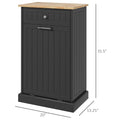 Homcom Kitchen Tilt Out Trash Bin Cabinet Free Standing Recycling Cabinet Trash Can Holder With Drawer, Black Black Mdf