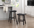 Transitional Design Counter Height Stools Set Of 2Pcs, Black Finish Solid Rubberwood Furniture Black Dining Room Transitional Set Of 2 Solid Wood