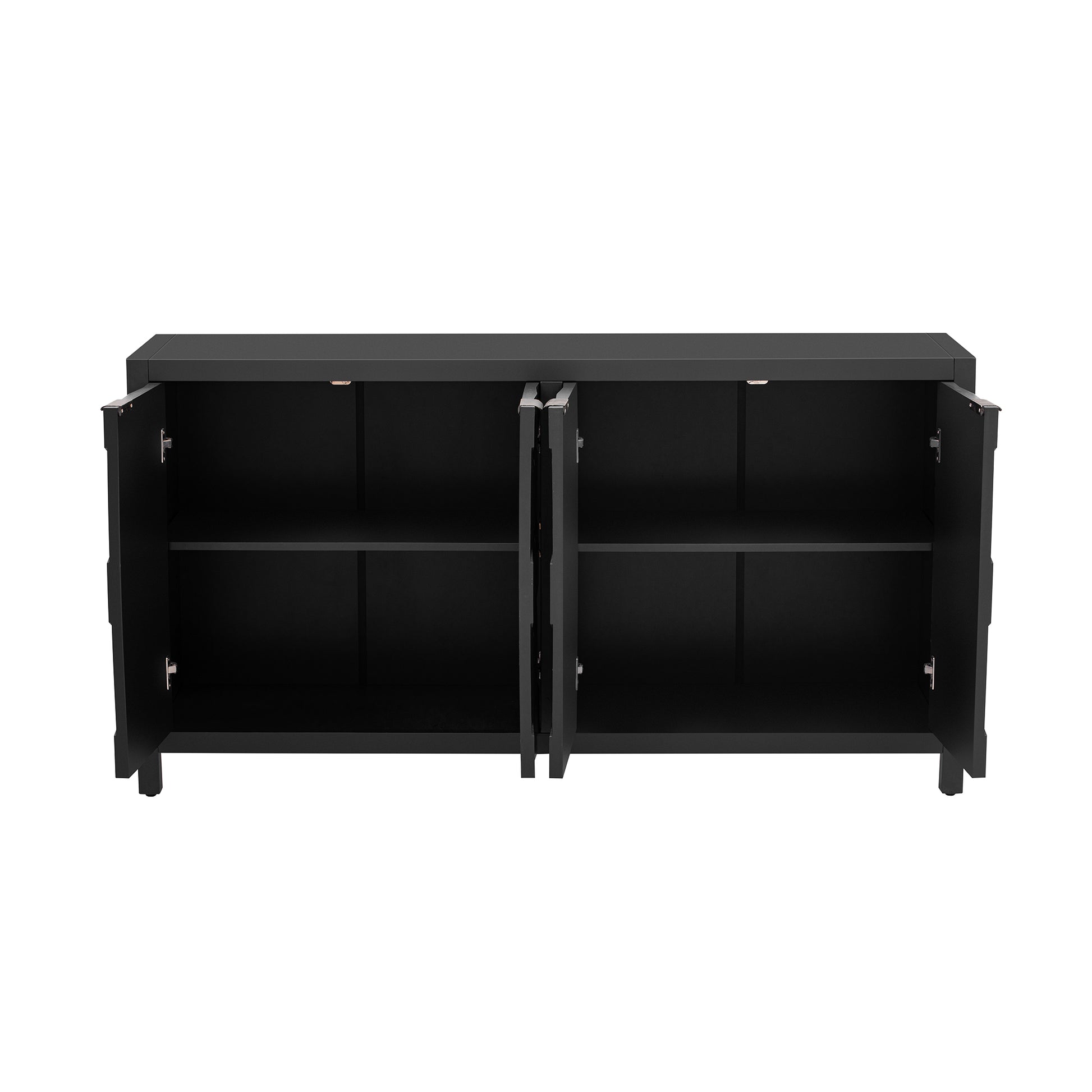 Luxurious Four Door Sideboard With Honeycomb Patterned Doors, Offering Large Storage For Study,Entrance And Living Room Black Primary Living Space American Design Mdf