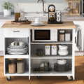 K&K Kitchen Island With Foldable Counter Top, Kitchen Storage Cart With Slide Out Shelf, Towel Rack And Drawer, Rolling Kitchen Cart On Wheels, For Kitchen, Living Room, Dining Room, White White Brown Kitchen Classic,Farmhouse,Luxury,Modern Rectangular
