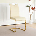 Modern Style Glass Dining Table With Elegant Transparent Design, Solid Support Base, Pale Yellow Dining Chair Set With Gold Plated Legs, Suitable For Restaurant Kitchens Set Of 7 Yellow Glass