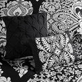7 Piece Cotton Printed Comforter Set Black Queen Queen Black Polyester