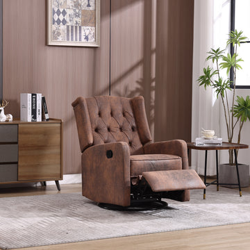 Coolmore Rocking Recliner Chair,360 Degree Swivel Nursery Rocking Chair,Glider Chair,Modern Small Rocking Swivel Recliner Chair For Bedroom,Living Room Chair Home Theater Seat Coffee Coffee Microsuede