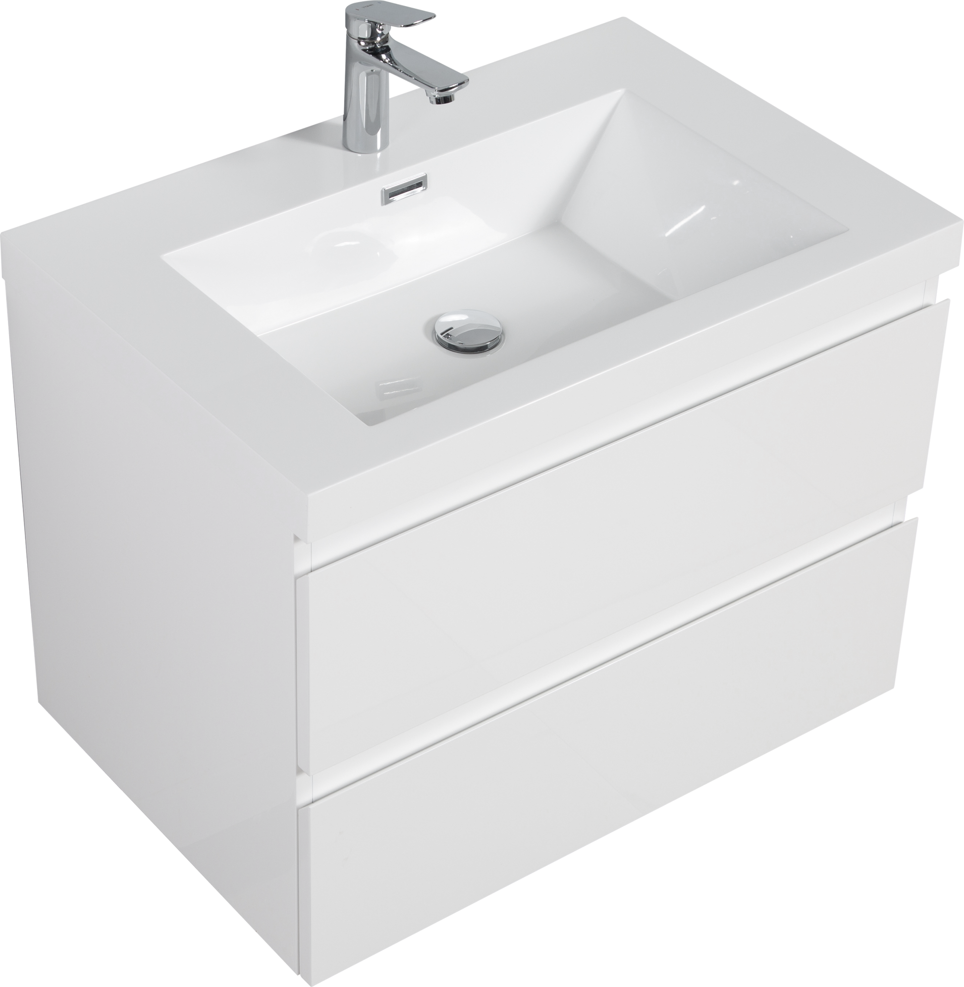 30" Floating Bathroom Vanity With Sink, Modern Wall Mounted Bathroom Storage Vanity Cabinet With Resin Top Basin And Soft Close Drawers, Glossy White 24V11 30Gw 2 White Bathroom Wall Mounted Mdf