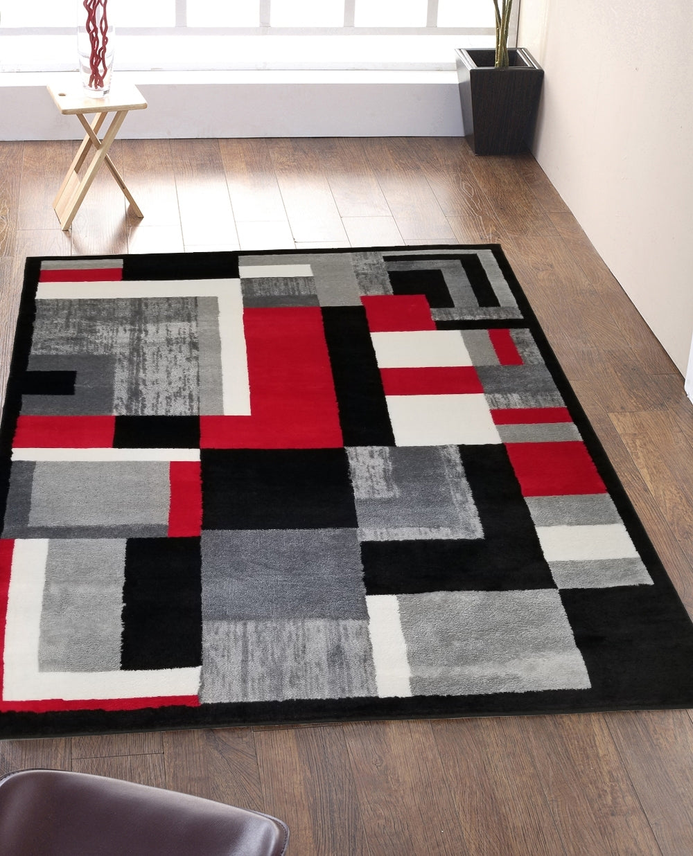 Jersey Area Rugs, Carpets For Livingroom, 5X7 Area Rugs ,3006 Black Grey Rectangle 5&7 Grey Contemporary Abstract Polypropylene