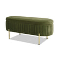 Chloe Modern Glam Storage Bench, Olive Green Performance Velvet Olive Green Foam Velvet