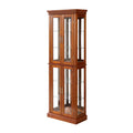 Curio Cabinet Lighted Curio Diapaly Cabinet With Adjustable Shelves And Mirrored Back Panel, Tempered Glass Doors Walnut, 6 Tier , E26 Light Bulb Not Included Walnut Mdf