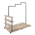 Oak And Sandy Grey 4 Shelf Hanger Rack 3 Oak Standard Horizontal Primary Living Space Open Back Wood Wood Metal