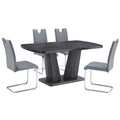 Dining Table Set For 4 6, 5 Piece Dining Table Set, Faux Wood Table Top And Modern Design Mdf Base With 4 Pu Leather Ergonomic Dining Chairs Metal Grey Modern Mdf Metal
