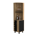 Corner Bar Cabinet Cleveland, Living Room, Natural Oak Black Standard 1 2 Shelves Multicolor Primary Living Space Corner Unit Contemporary,Modern Engineered Wood