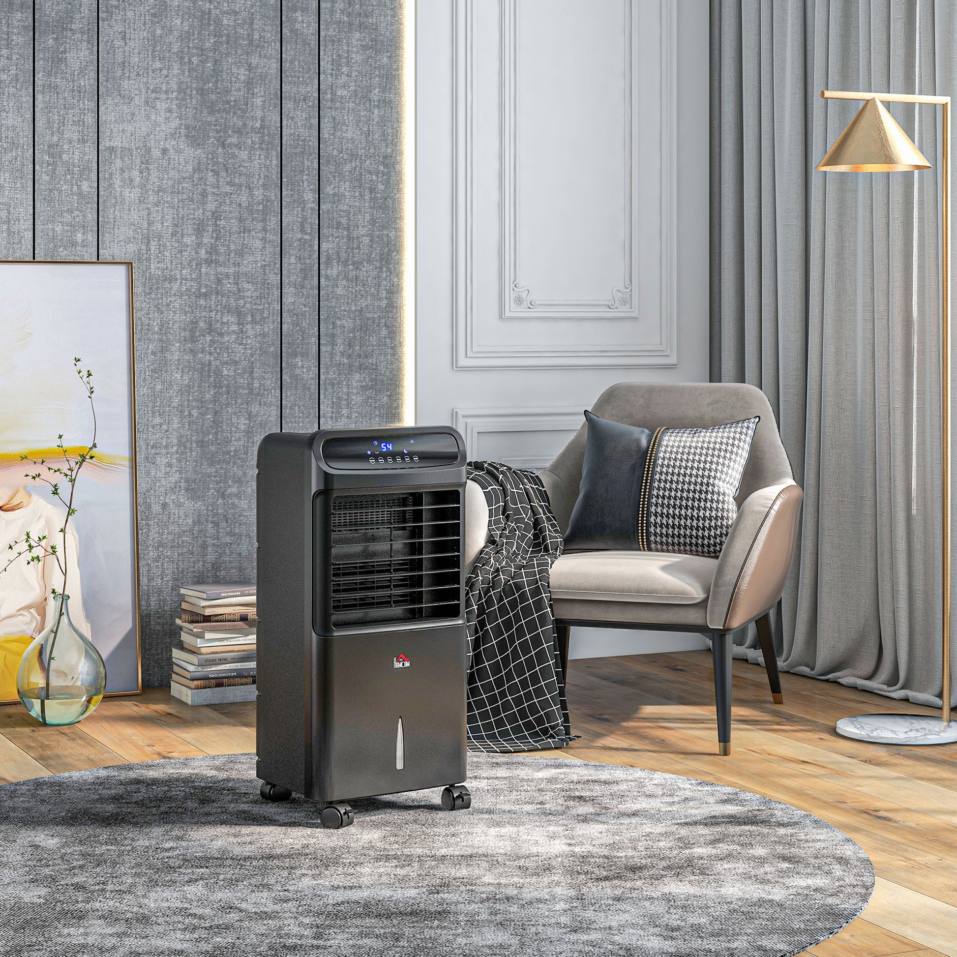 Homcom 32" Evaporative Air Cooler With 3.2 Gal Water Tank, 60 Oscillating, 3 In 1 Ice Cooling Fan, Portable Swamp Cooler With Humidifier For Home Office, 3 Modes, 3 Speeds, 12H Timer, Remote, Black