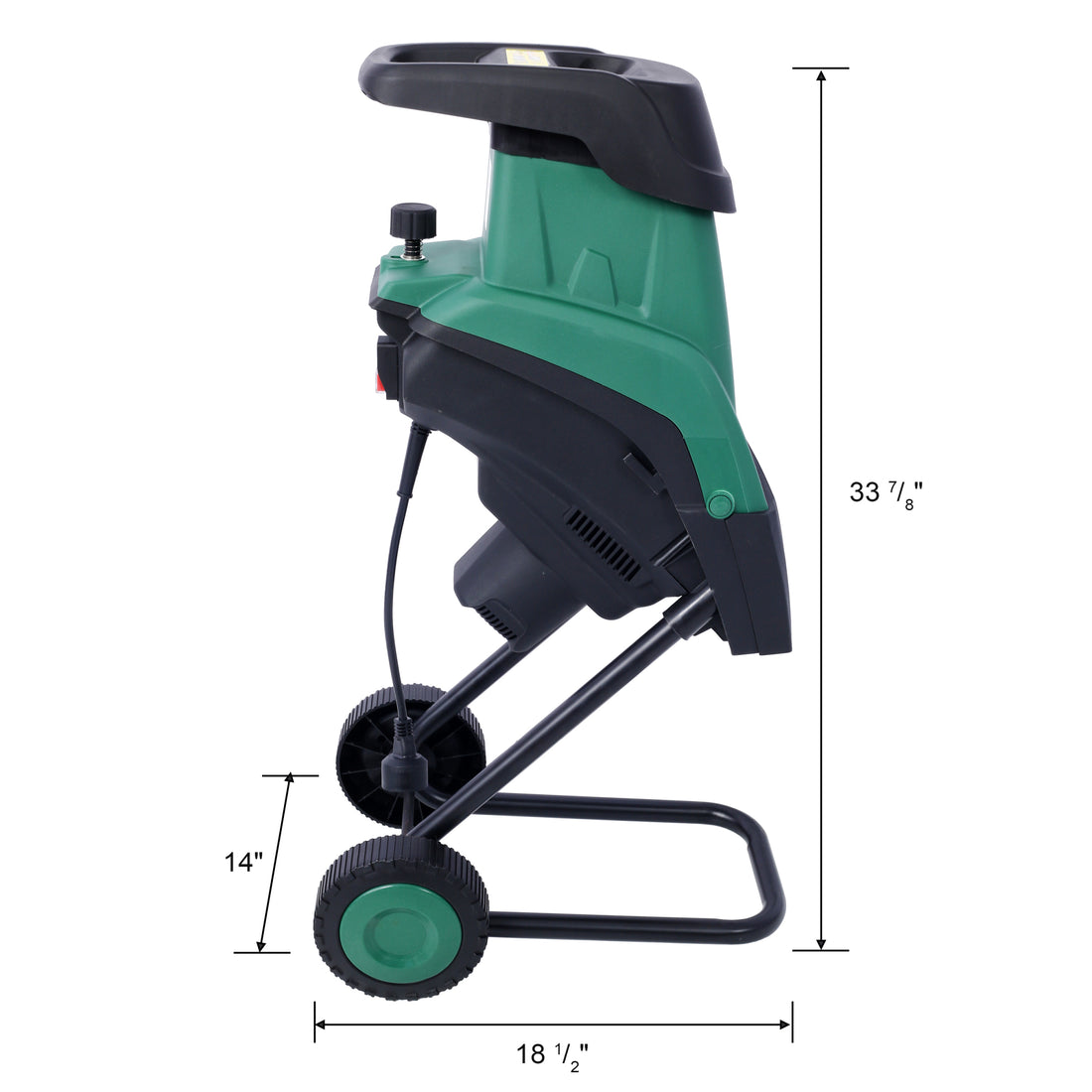 15Amp Electric Wood Chipper Shredder With Wheels Electric Garden Shredder Portable Chipping Width Collection Bag, Double Sided Blade System, Auto Shut Off Green Green Plastic