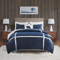 Plush To Sherpa Comforter Set Twin Navy Polyester