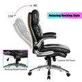 Office Chair Home Desk Chair With Flip Up Armrests, 360 Swivel Wheels, Adjustable Height Black Foam Pu Leather