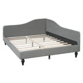 Full Size L Shaped Linen Daybed, With Solid Wood Legs, Gray Old Sku: Sf000146Aae Full Gray Linen Mdf