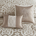 8 Piece Jacquard Comforter Set Tan Ivory Cal King California King Tan Ivory Polyester