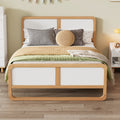 Modern Style Queen Size Solid Wood Platform Bed For Kids, Teens, Adults, No Need Box Spring, Walnut And White Box Spring Not Required Queen White Walnut Wood Bedroom Modern Pine Bed Frame Wood