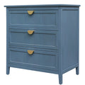 3 Drawer Cabinet, American Furniture,Suitable For Bedroom, Living Room, Study Blue Mdf