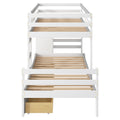 Twin Over Twin Loft Bunk Bed With Drawers And Ladder, Gray Twin Gray Pine